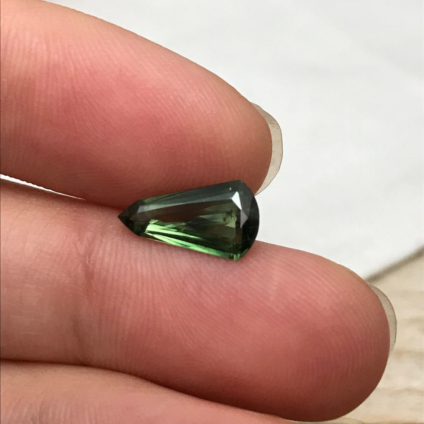 1.86 Carat Green Sapphire 12.0x6.65mm Fancy Cut, Faceted Loose Heated Sapphire, Africa