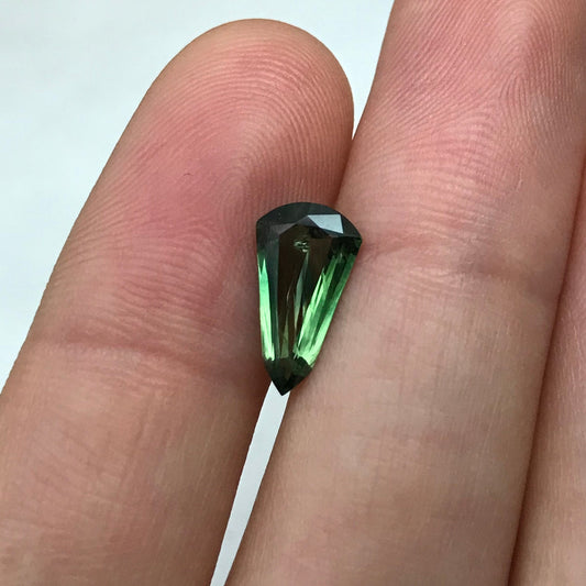 1.86 Carat Green Sapphire 12.0x6.65mm Fancy Cut, Faceted Loose Heated Sapphire, Africa