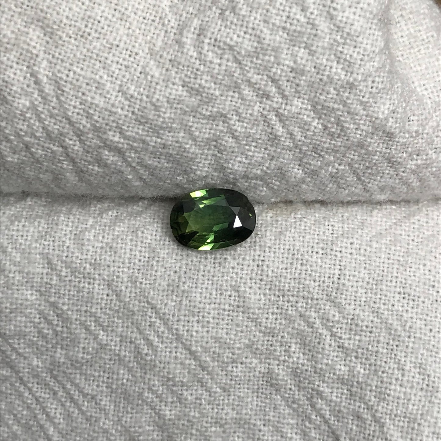 0.70 Ct Natural Green Sapphire with Imperfections 6.7x4.7mm Oval Corundum, Discount Gem