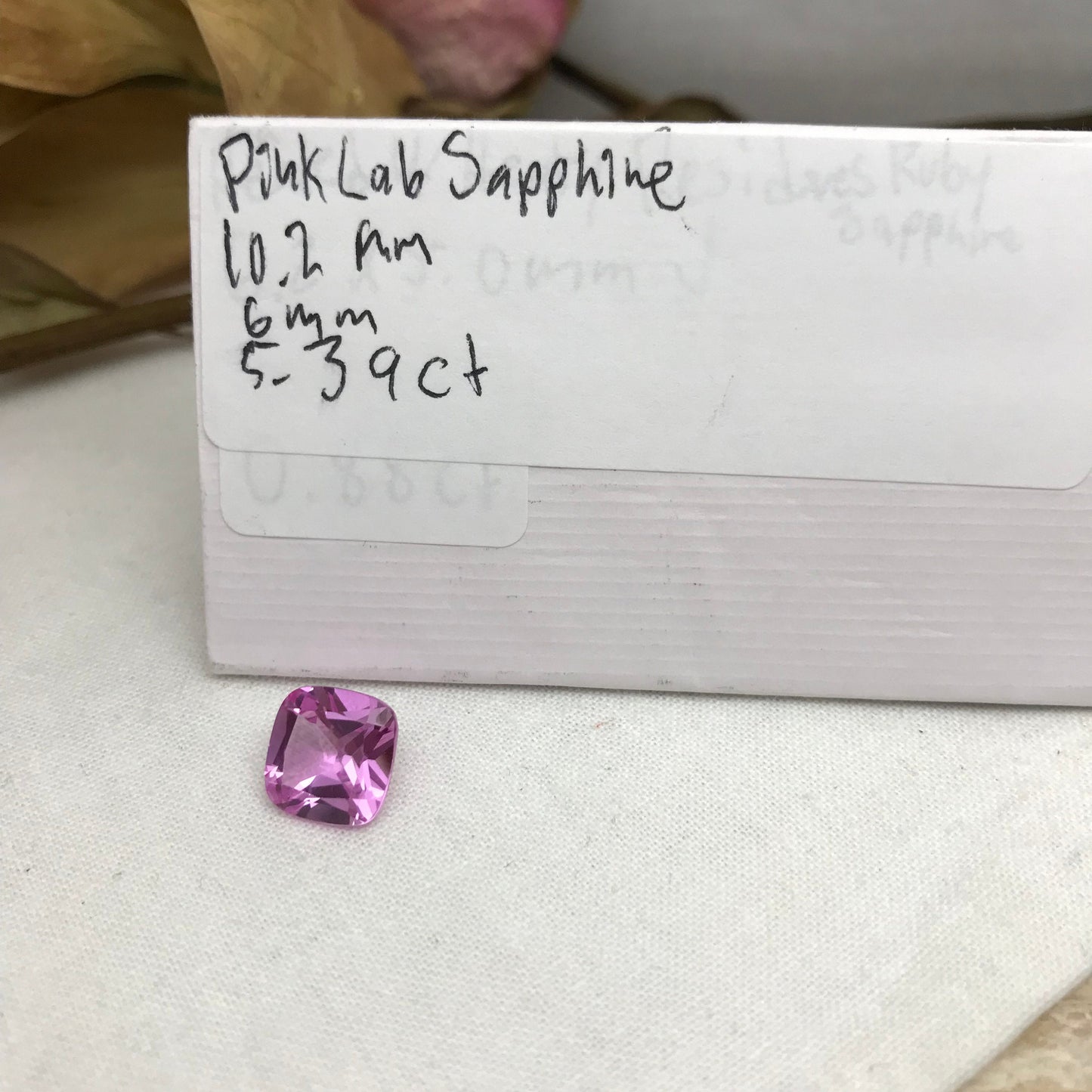 10mm Pink Lab Created Sapphire 5.39 Carat Square Cushion Cut, Faceted Loose Light Pink Gemstone