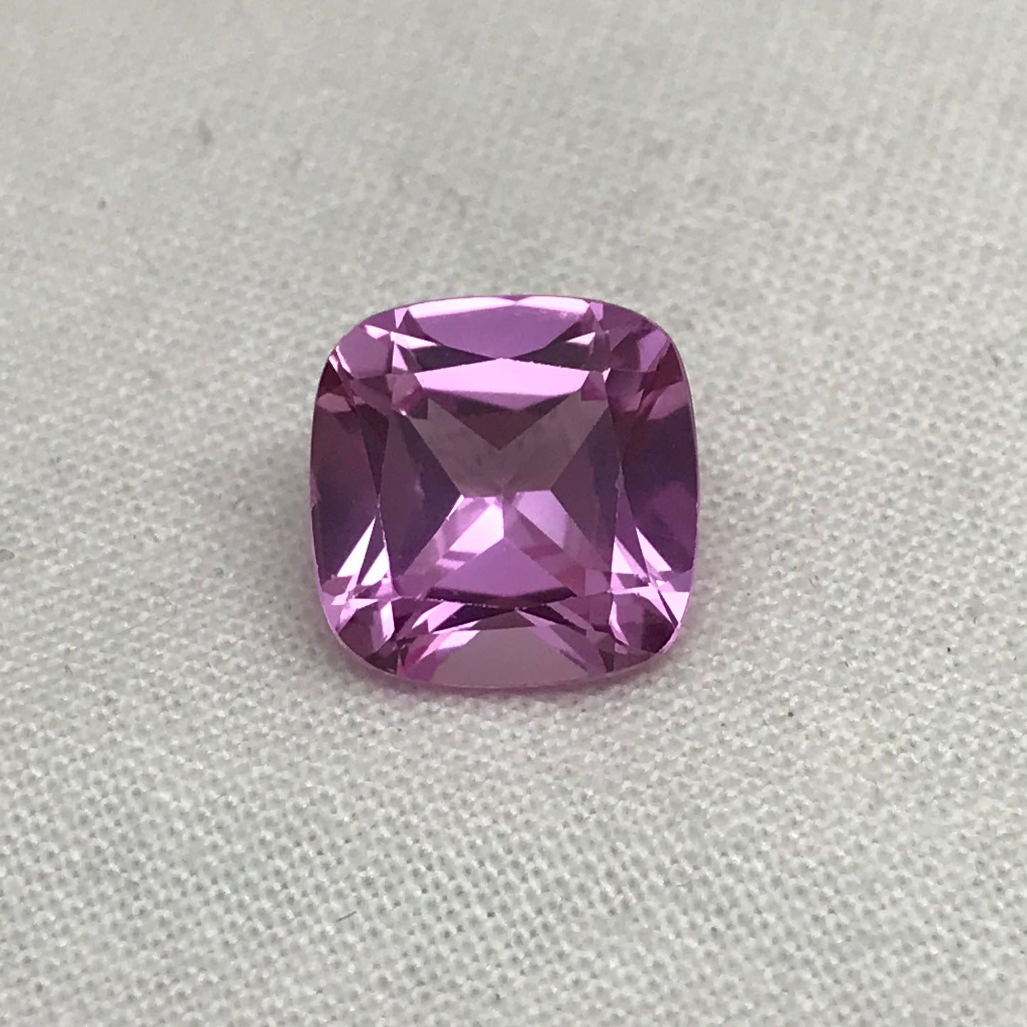 10mm Pink Lab Created Sapphire 5.39 Carat Square Cushion Cut, Faceted Loose Light Pink Gemstone