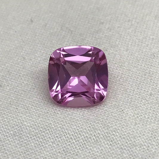 10mm Pink Lab Created Sapphire 5.39 Carat Square Cushion Cut, Faceted Loose Light Pink Gemstone