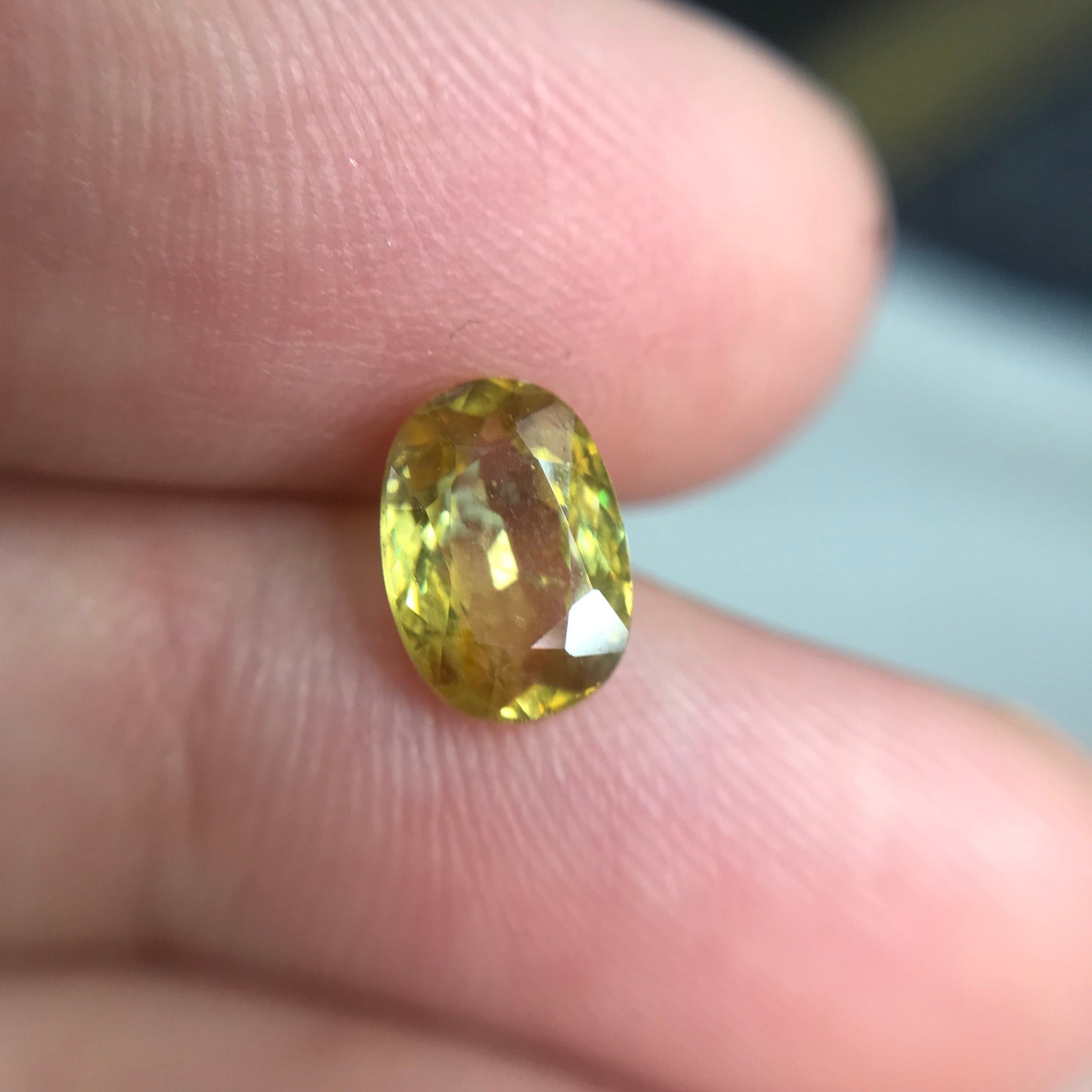 Yellow Sphene 1.53 Carat 8.5x6mm Oval Cut, Natural loose Gemstone