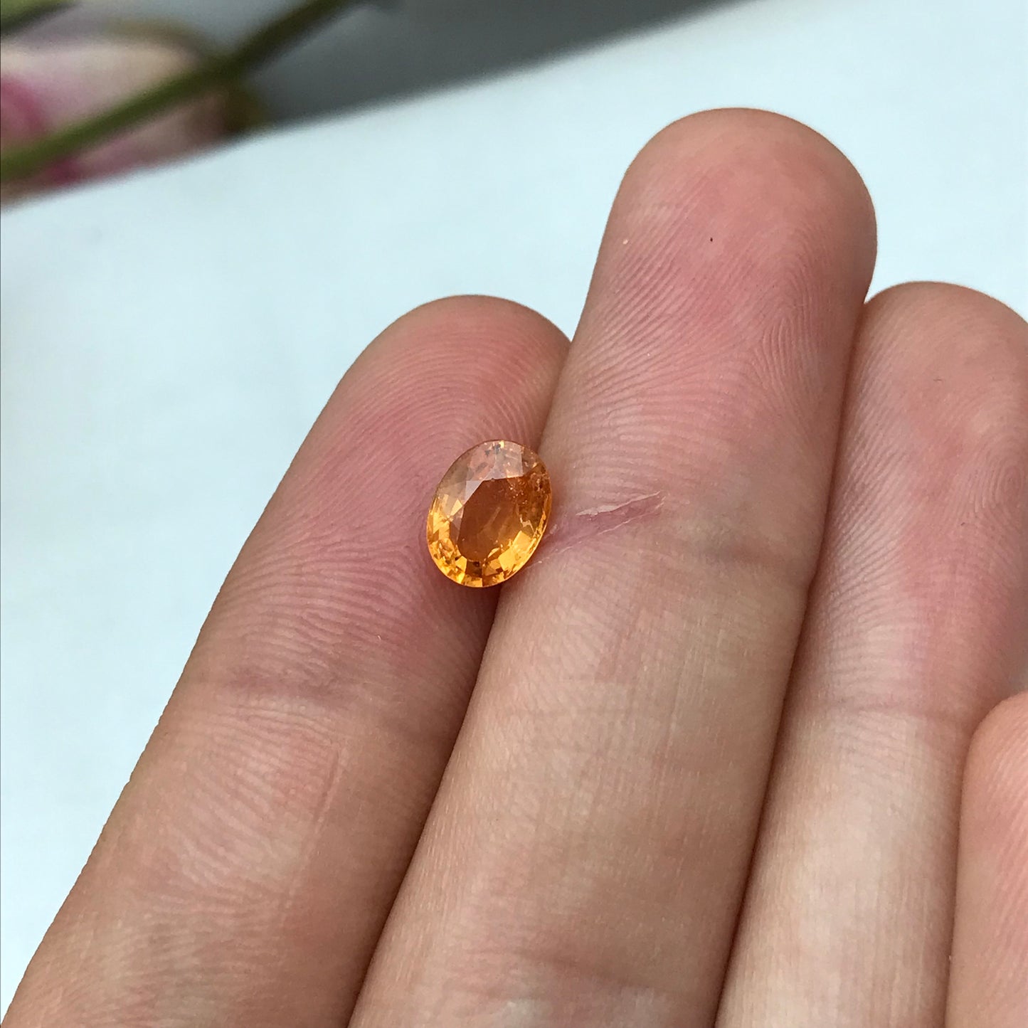1.5 Carat Spessartite Garnet 7.6x5.7mm Oval Cut, Faceted Loose Orange  Fanta Garnet