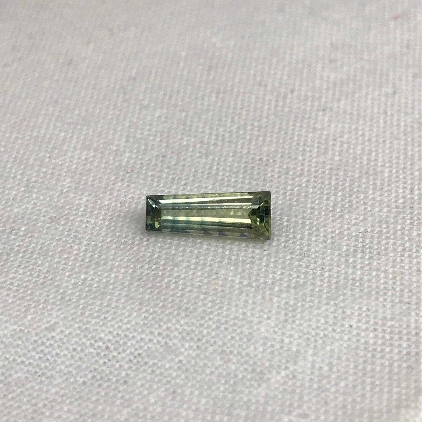 1.16 Ct Natural Parti  Sapphire 9.8x3.7mm Tapered Baguette, Loose Faceted Bi-Color Sapphire, Blue/Light Green