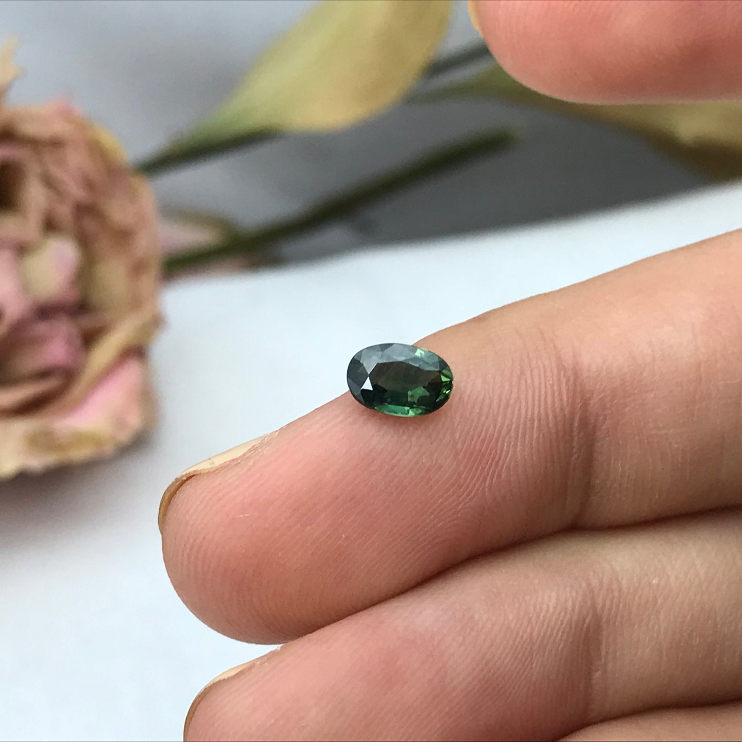 0.62 Green Sapphire 6.3x4.2mm Oval Cut, Faceted Loose Natural Heated Sapphire