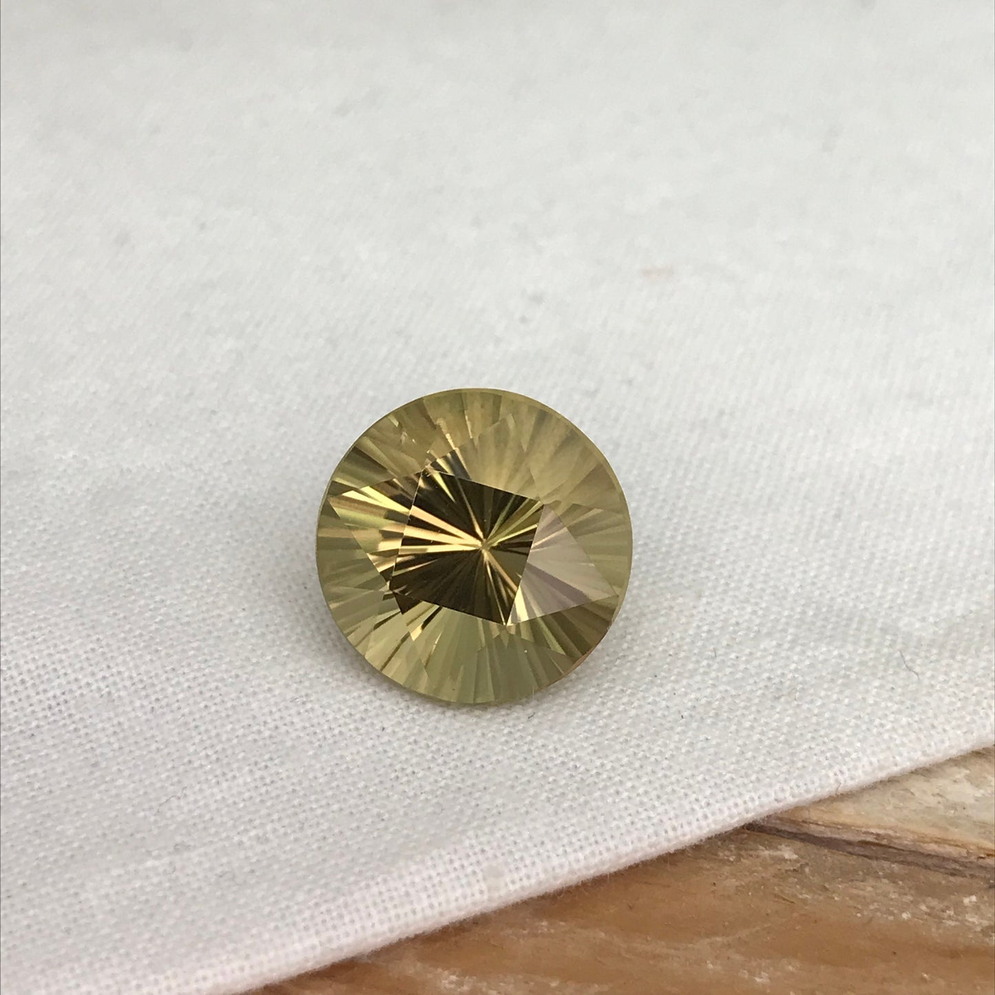 15mm Citrine Fancy Round Cut, 10.79 carat, Faceted Loose Yellow November Birthstone, Concave cut