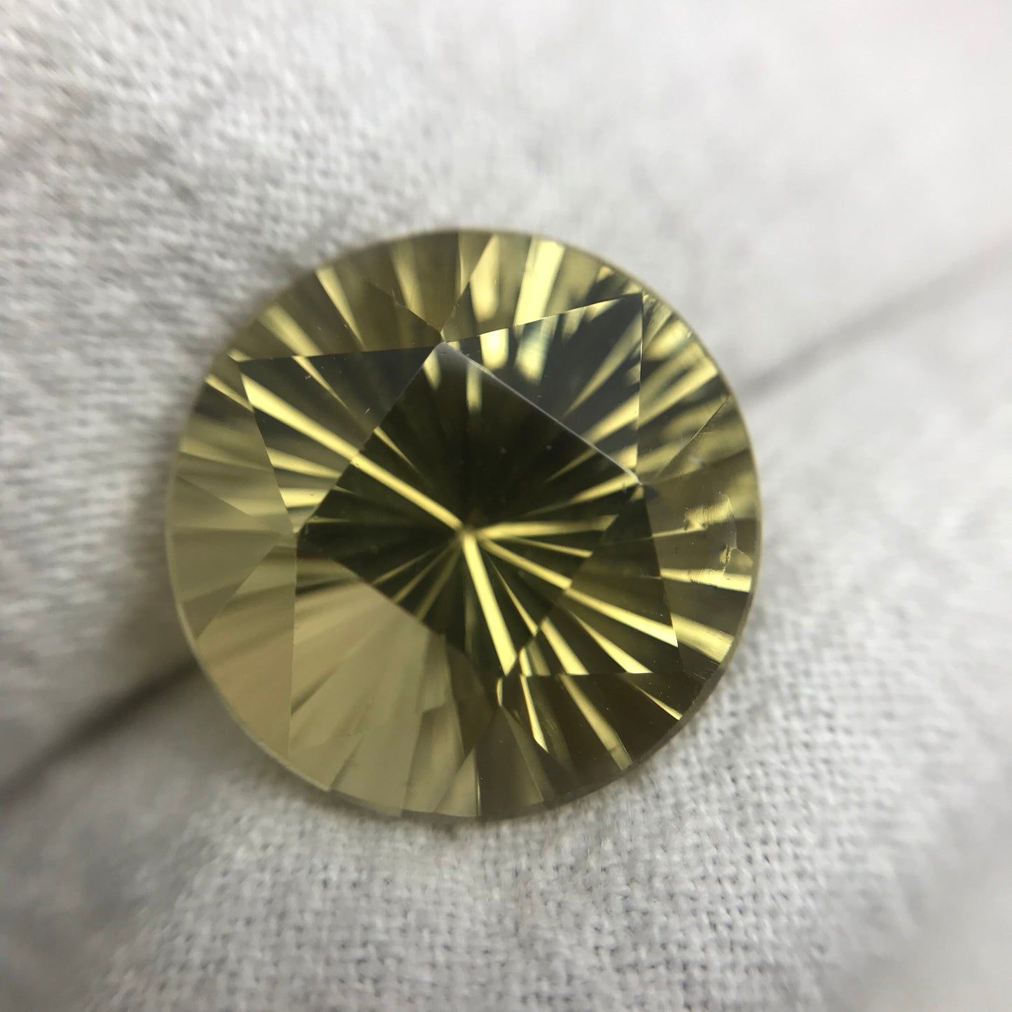 15mm Citrine Fancy Round Cut, 10.79 carat, Faceted Loose Yellow November Birthstone, Concave cut