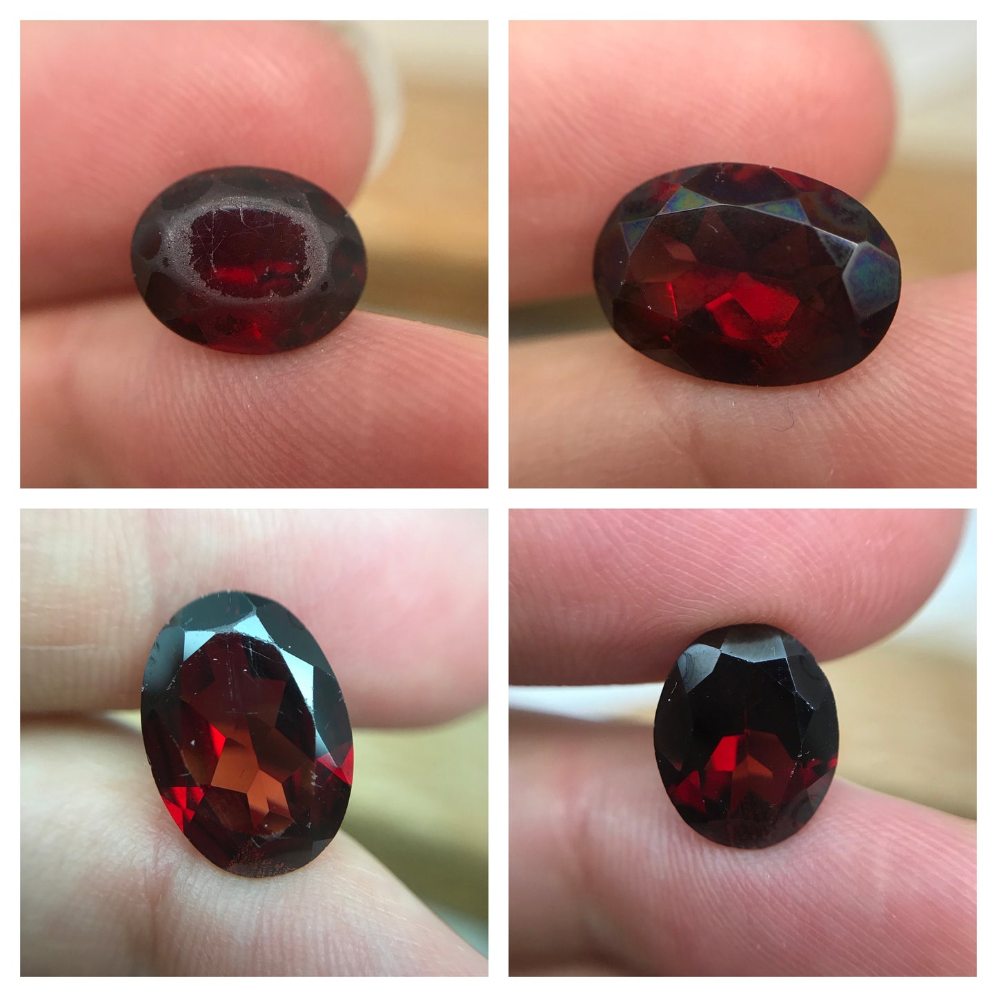 4 Worn Red Garnets, Oval cut 18 Total Carat Weight, 14x10, 11x9, 10x8 Pre-formed Facet Rough, Recycled Red Garnet