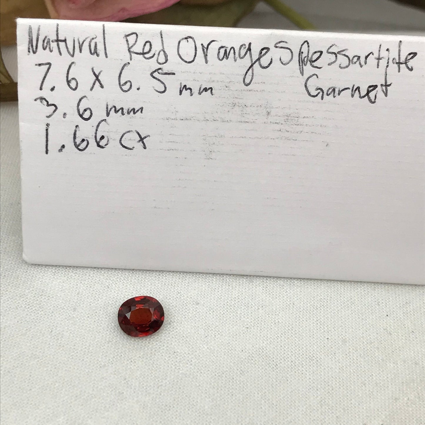 1.66 Ct Natural Orangey Red Spessartite Garnet 7.5x6.5mm Oval Cut, Faceted Loose, Deep Red Orange Garnet