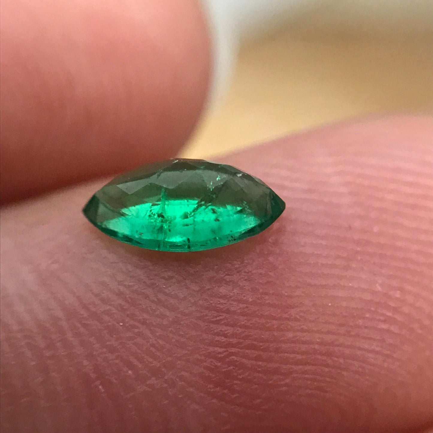 0.41 carat Natural Green Emerald 7x3.7mm Marquise Cut Loose Gem, Faceted Gemstone, Flowing Gems