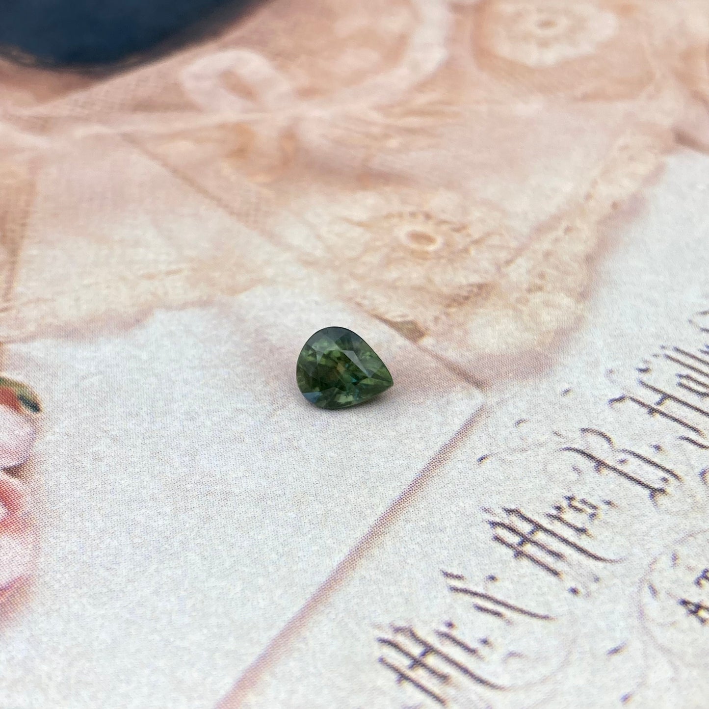 Natural Green Sapphire 6.7x5.6mm Pear Cut, Faceted Loose Gemstone, Unmounted Gem, Bluish Green