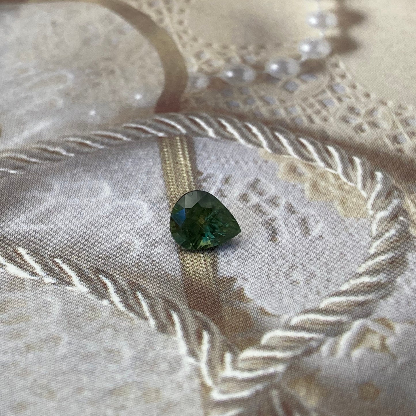 Natural Green Sapphire 6.7x5.6mm Pear Cut, Faceted Loose Gemstone, Unmounted Gem, Bluish Green