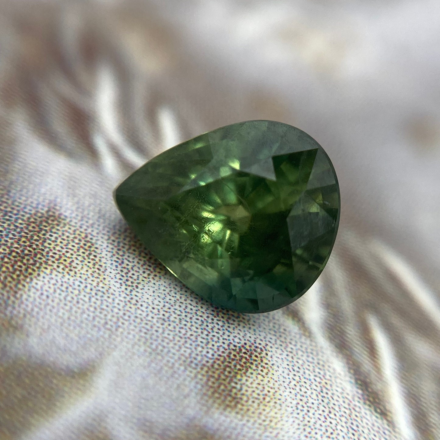 Natural Green Sapphire 6.7x5.6mm Pear Cut, Faceted Loose Gemstone, Unmounted Gem, Bluish Green