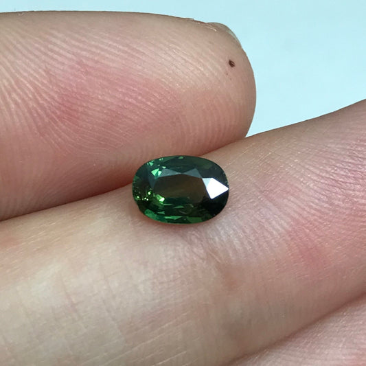 0.70 Ct Natural Green Sapphire with Imperfections 6.7x4.7mm Oval Corundum, Discount Gem