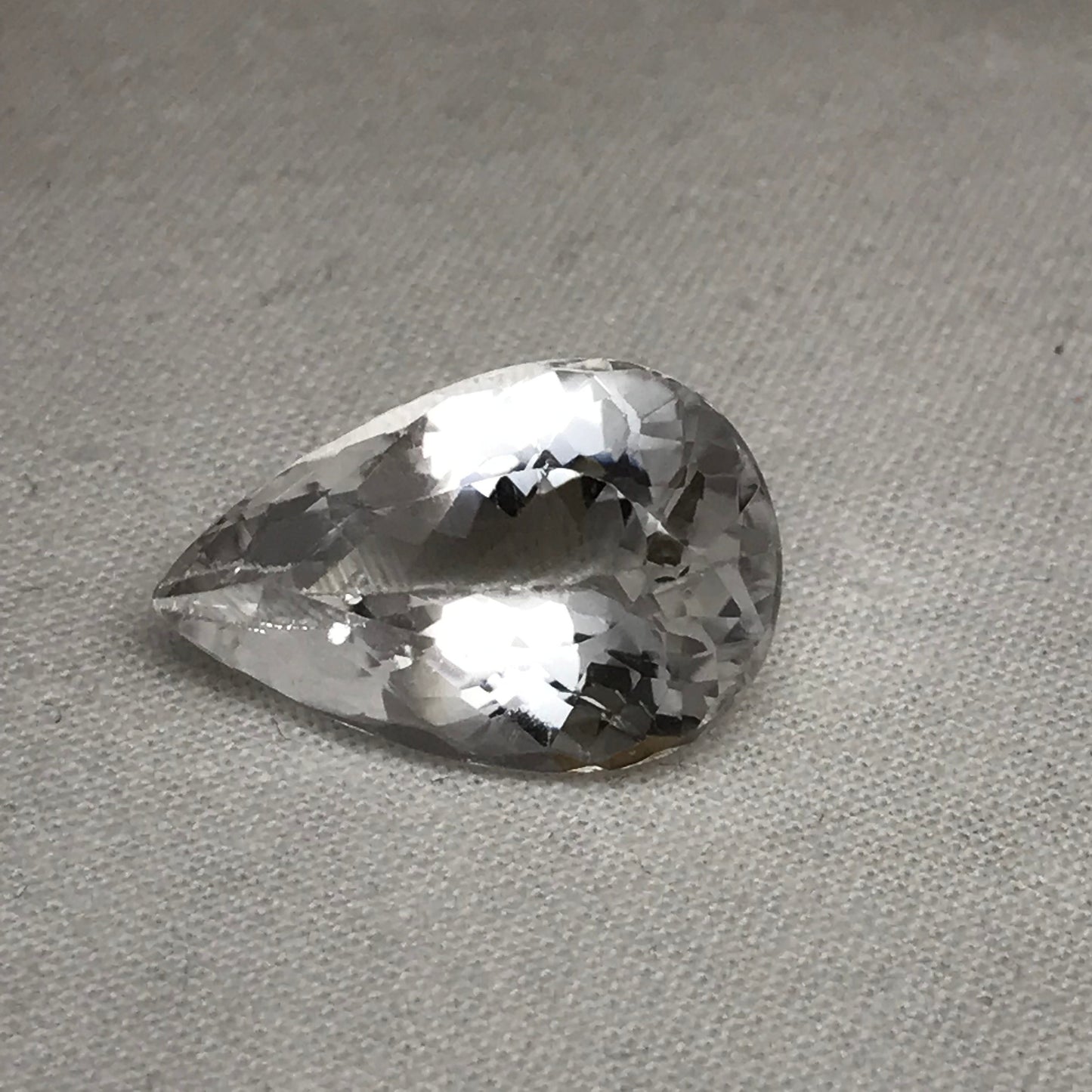 19 Ct White Topaz with Chips on back, 22x14mm Pear cut Worn Faceted Discount Gemstone
