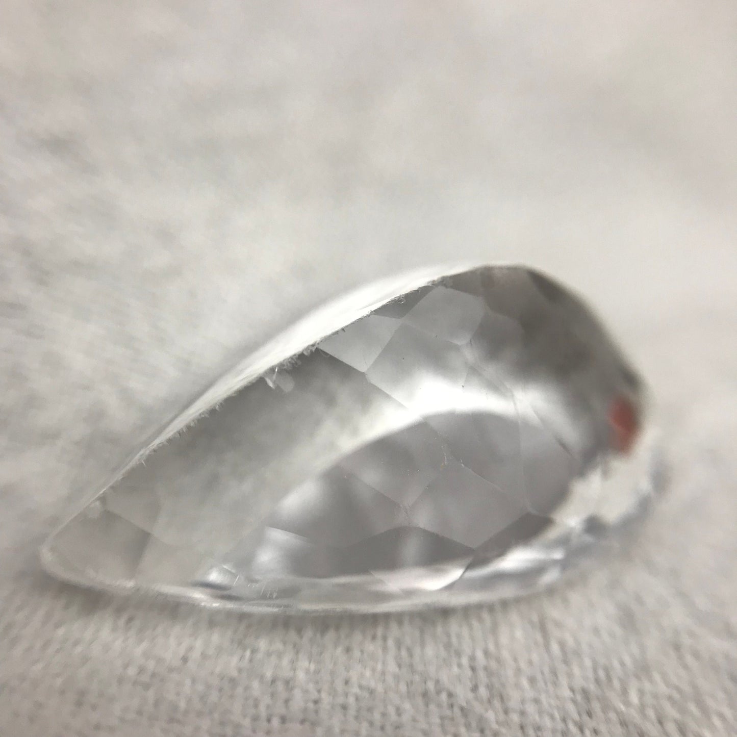 19 Ct White Topaz with Chips on back, 22x14mm Pear cut Worn Faceted Discount Gemstone