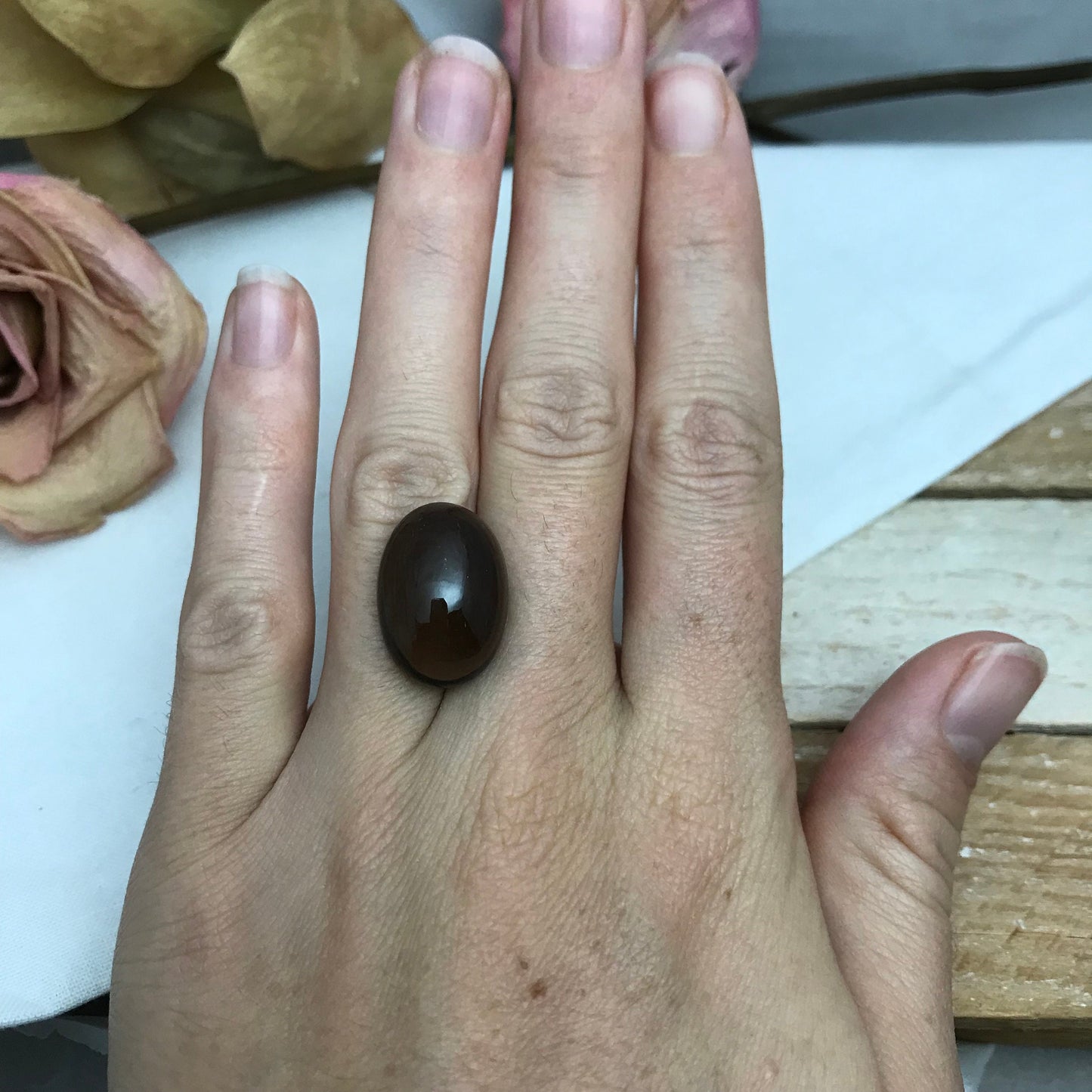 20x14mm Smoky Quartz Gemstone Loose 17.34 carats Oval Cabochon Loose Brown Gemstone