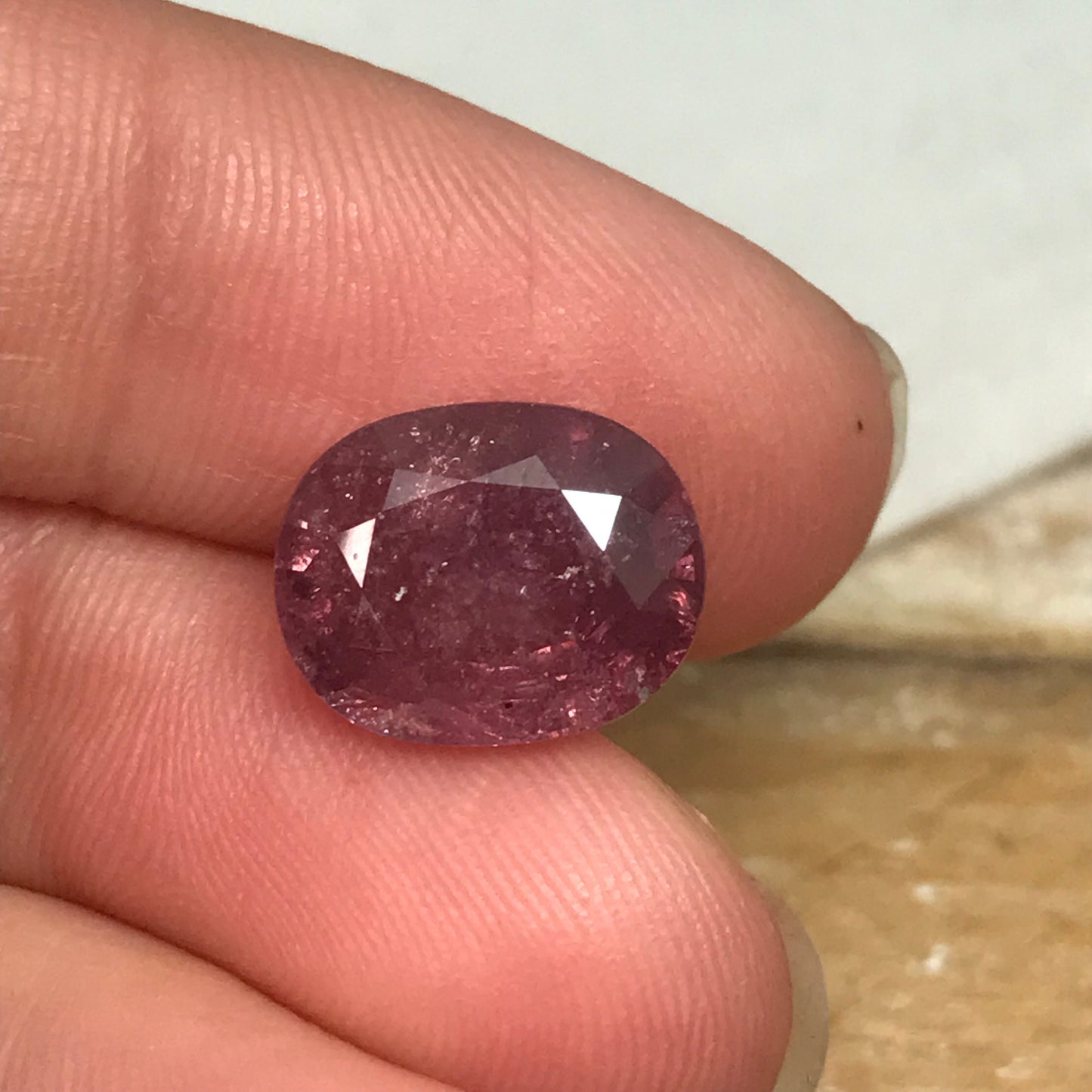 6.89 Carat Purplish Pink Sapphire 12.08x9.6mm Oval Cut, Faceted Loose Natural Tanzania Sapphire