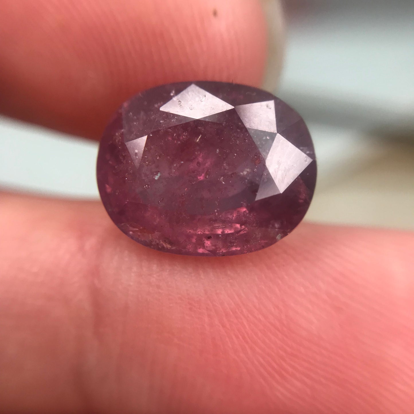 6.89 Carat Purplish Pink Sapphire 12.08x9.6mm Oval Cut, Faceted Loose Natural Tanzania Sapphire