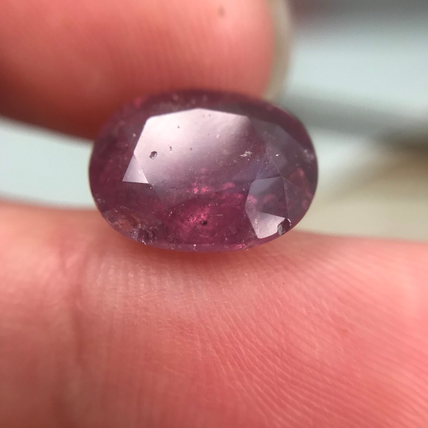 6.89 Carat Purplish Pink Sapphire 12.08x9.6mm Oval Cut, Faceted Loose Natural Tanzania Sapphire