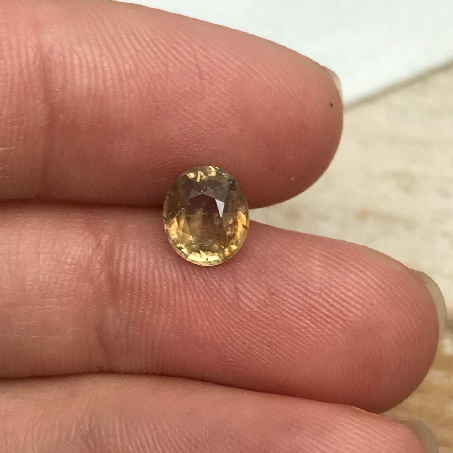 1.7 Carat Yellow Sapphire 7.4x6.4mm Oval Cut, Unheated Faceted Loose Natural Sapphire, Madagascar