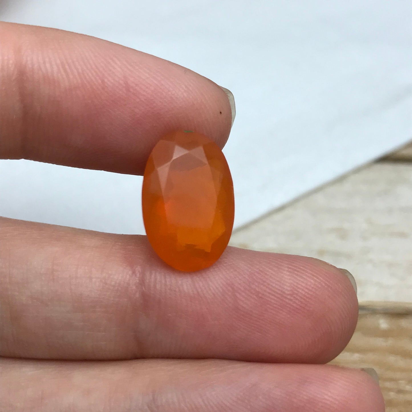 4.77 Carat Orange Mexican Fire Opal 15.78x10.52mm Oval Cut, Faceted Loose Opal