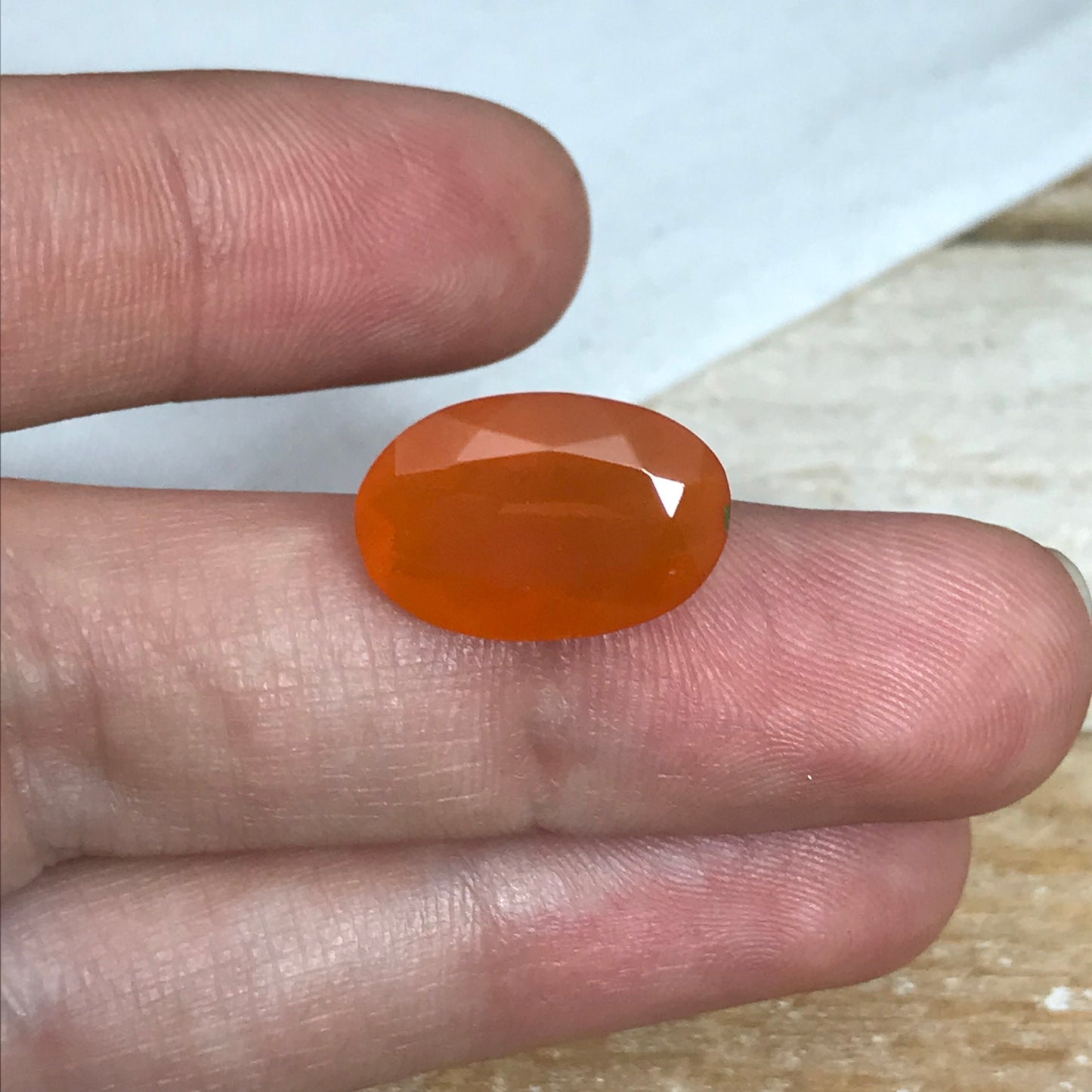 4.77 Carat Orange Mexican Fire Opal 15.78x10.52mm Oval Cut, Faceted Loose Opal