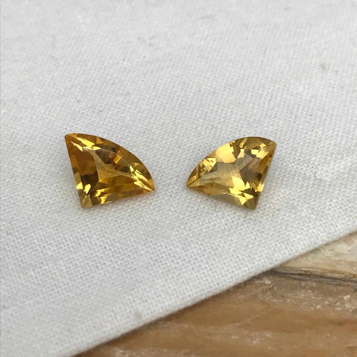 2 Citrines 11-11.5x8mm Fan Cut, Unmounted Faceted, 3.50 CTW Loose Gemstones, November Birthstones