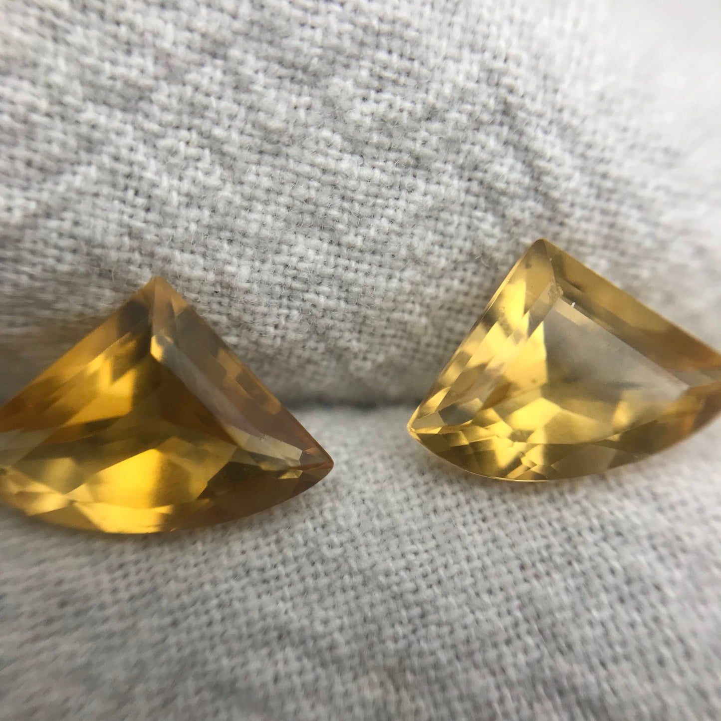 2 Citrines 11-11.5x8mm Fan Cut, Unmounted Faceted, 3.50 CTW Loose Gemstones, November Birthstones
