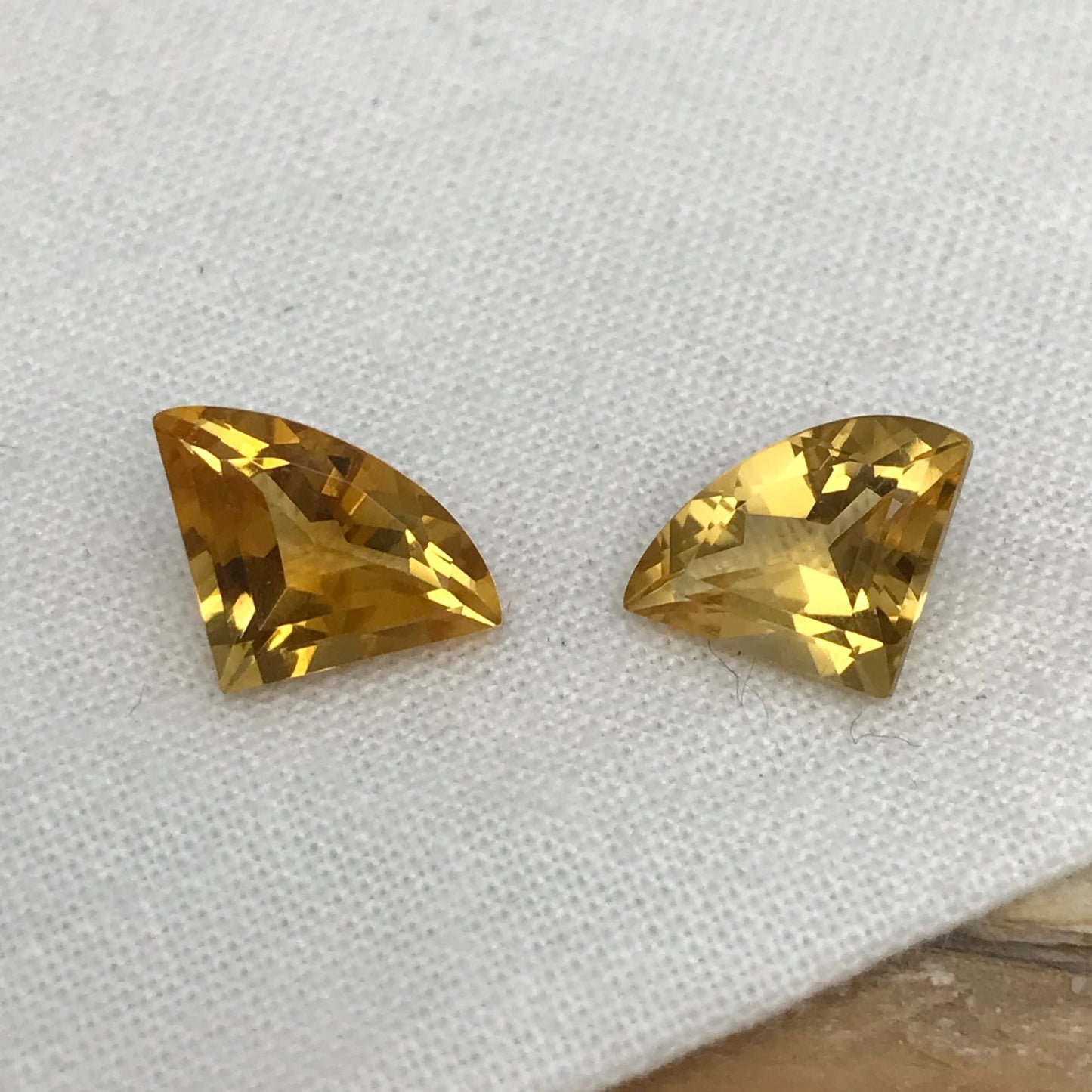 2 Citrines 11-11.5x8mm Fan Cut, Unmounted Faceted, 3.50 CTW Loose Gemstones, November Birthstones