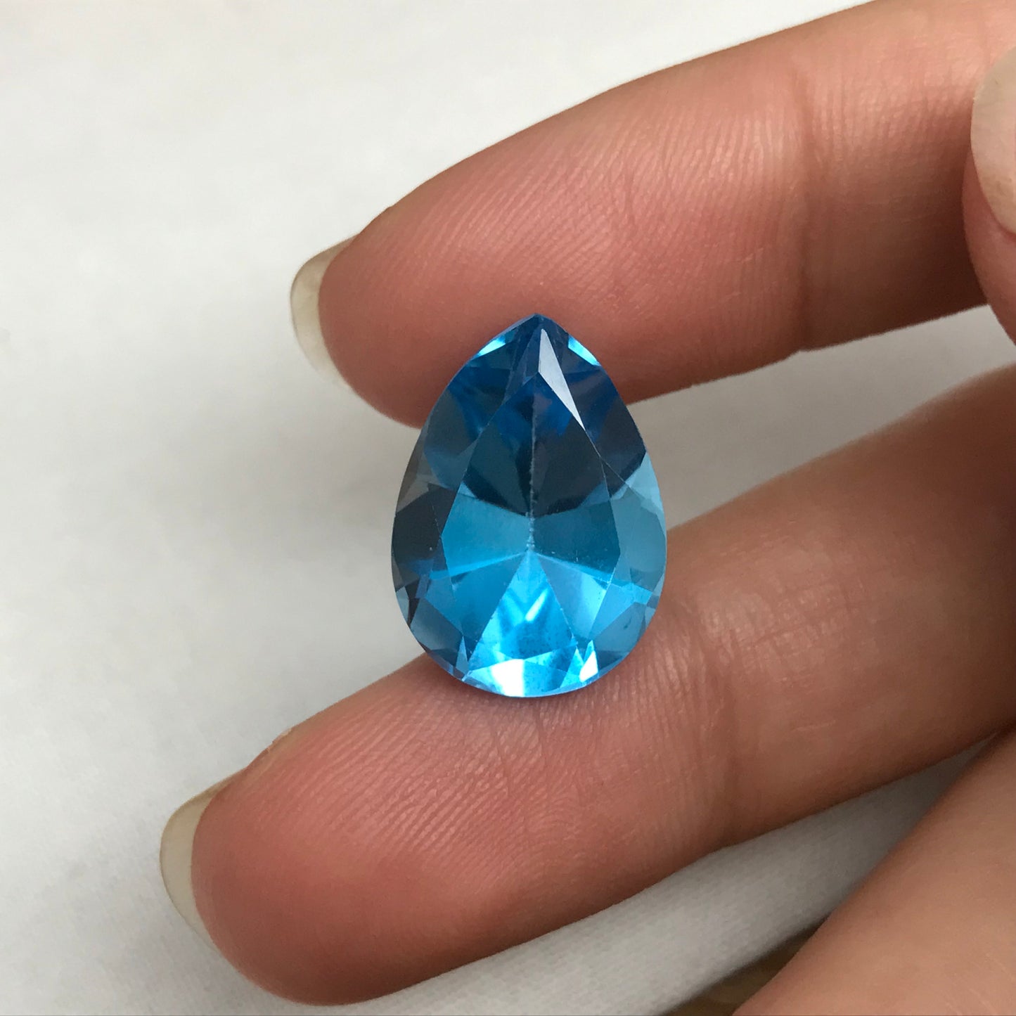 18x13mm Swiss Blue Topaz with Wear on back, 14.37 Carat, Worn Faceted Discount Gemstone, Reclaimed/Recycled Imperfect Gem