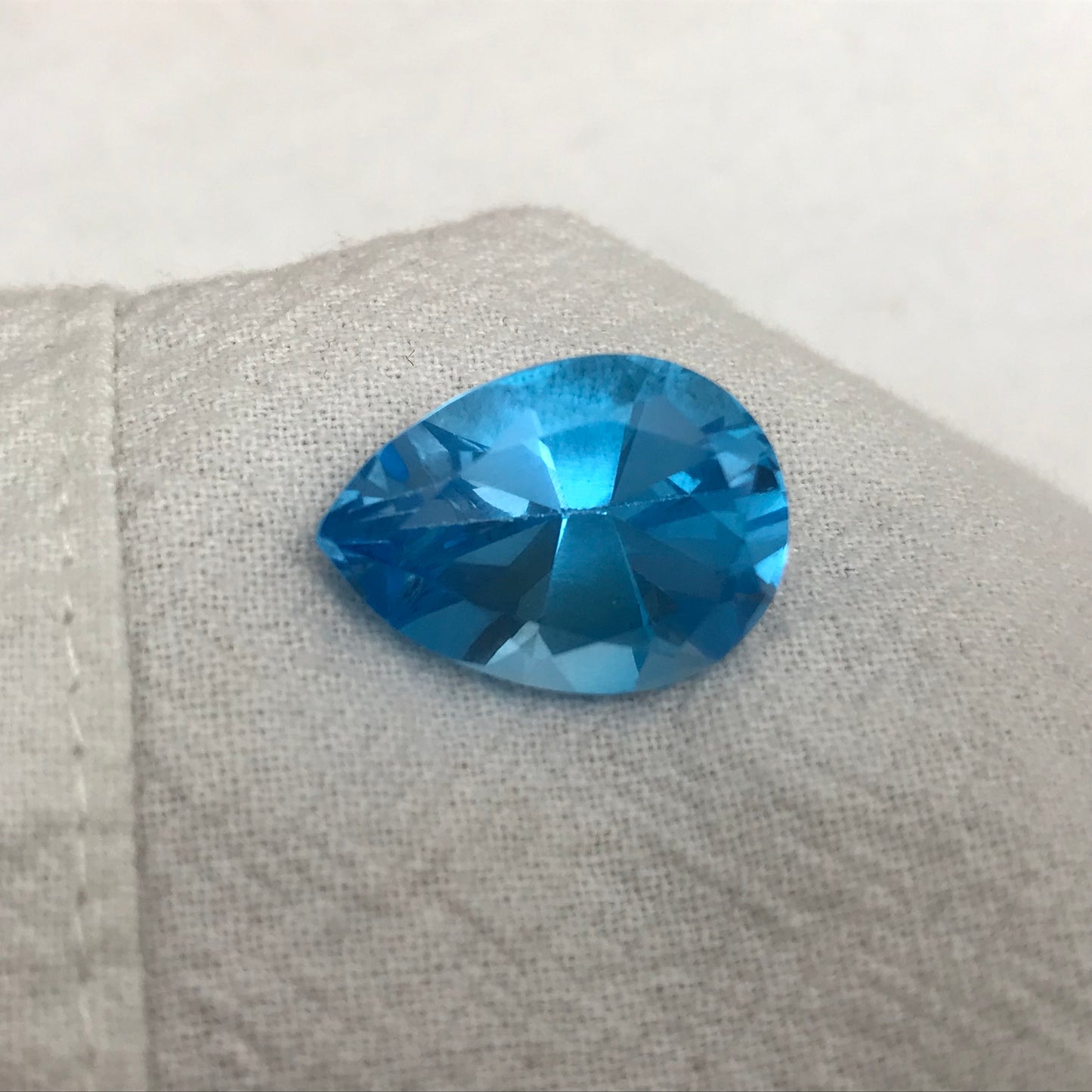 18x13mm Swiss Blue Topaz with Wear on back, 14.37 Carat, Worn Faceted Discount Gemstone, Reclaimed/Recycled Imperfect Gem