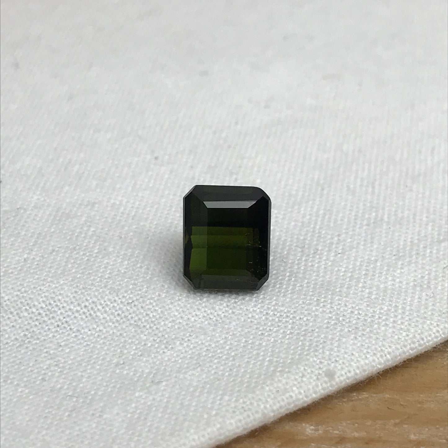 3.73 carat Natural Dark Green Tourmaline, 8.8x7.5mm Rectangle Octagon Cut Faceted Loose Gemstone