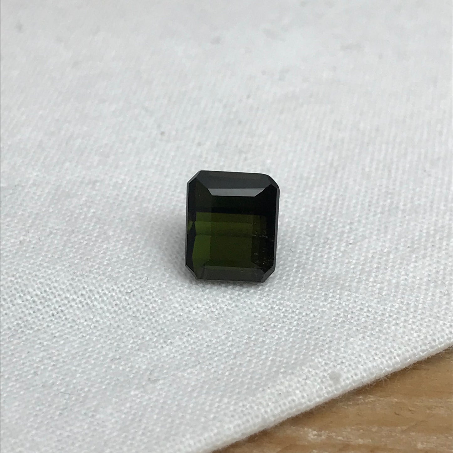 3.73 carat Natural Dark Green Tourmaline, 8.8x7.5mm Rectangle Octagon Cut Faceted Loose Gemstone