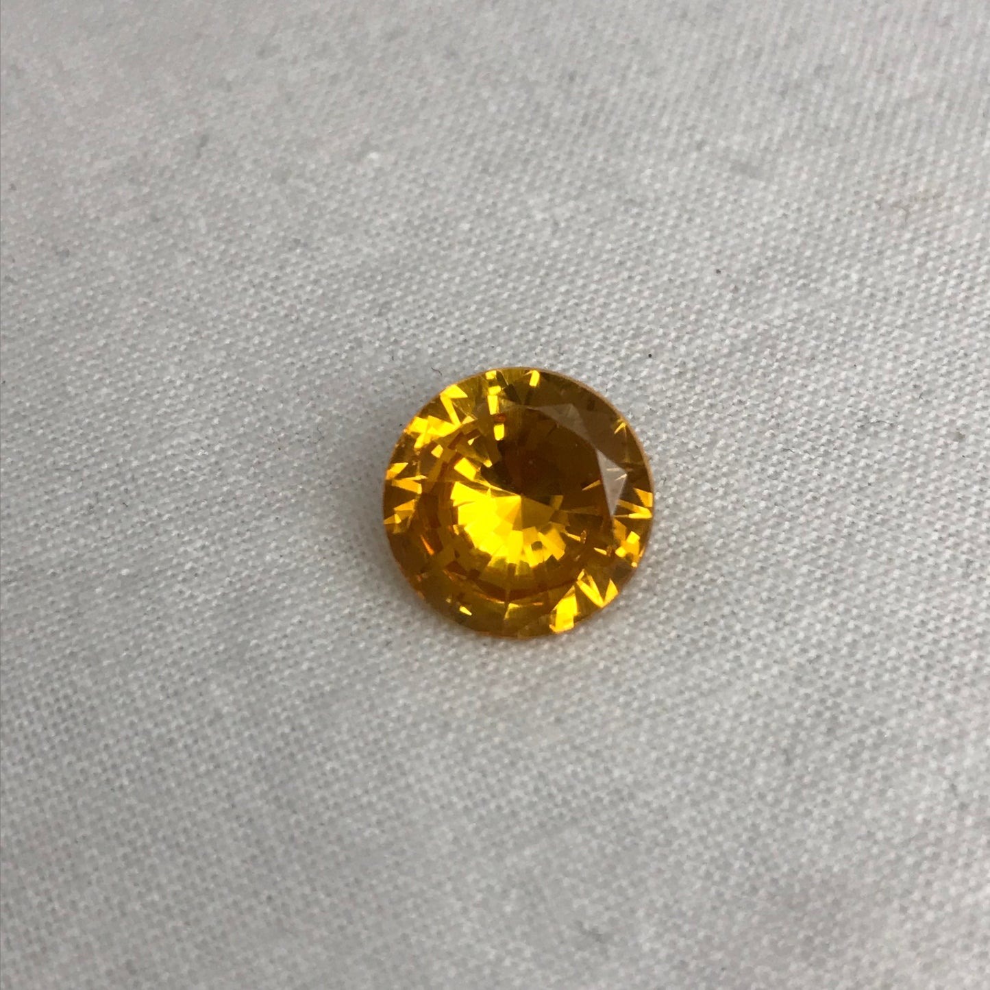 4.73 Ct Orange Yellow Synthetic Sapphire 10.7mm Round Cut, Faceted Loose Gemstone