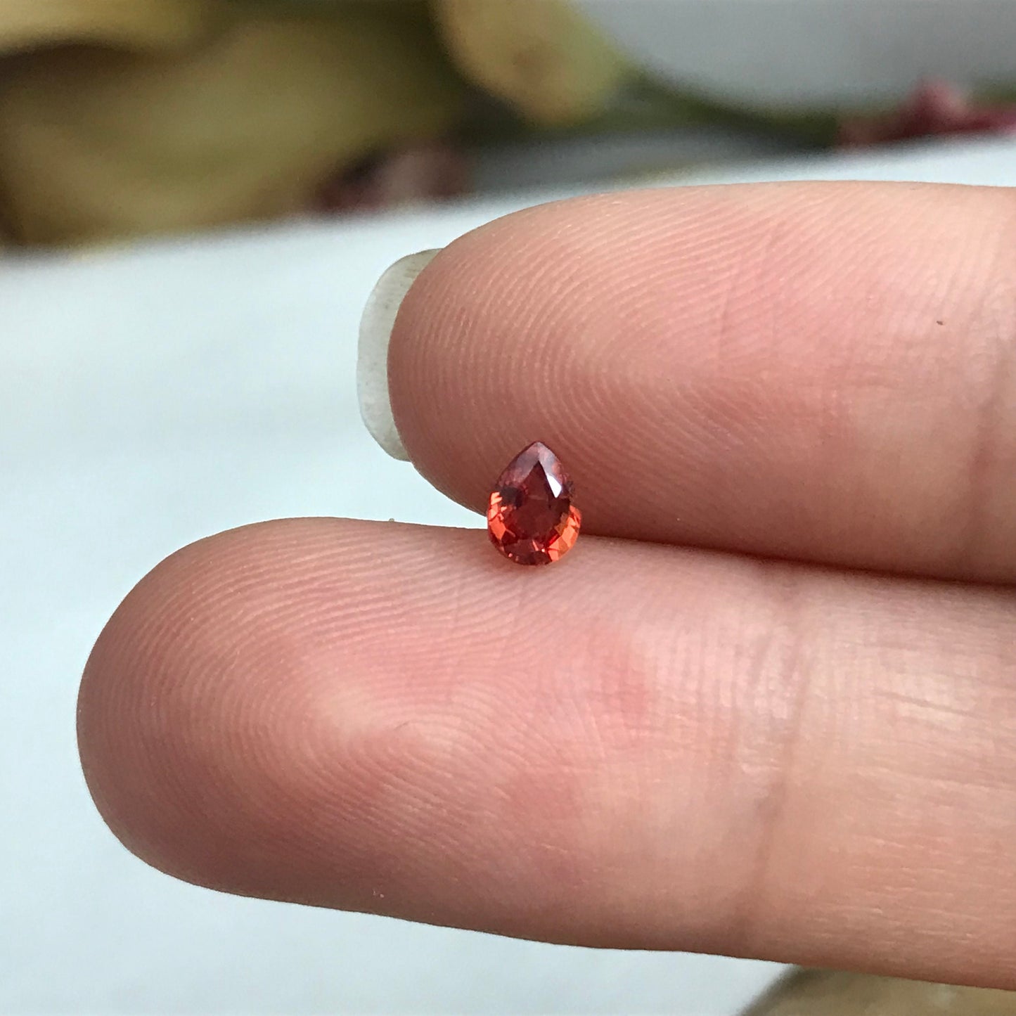0.42 carat Natural Orange Sapphire 4.8x3.7mm Pear Cut Faceted Loose Earth Mined Beryllium Treated - BE TREATED