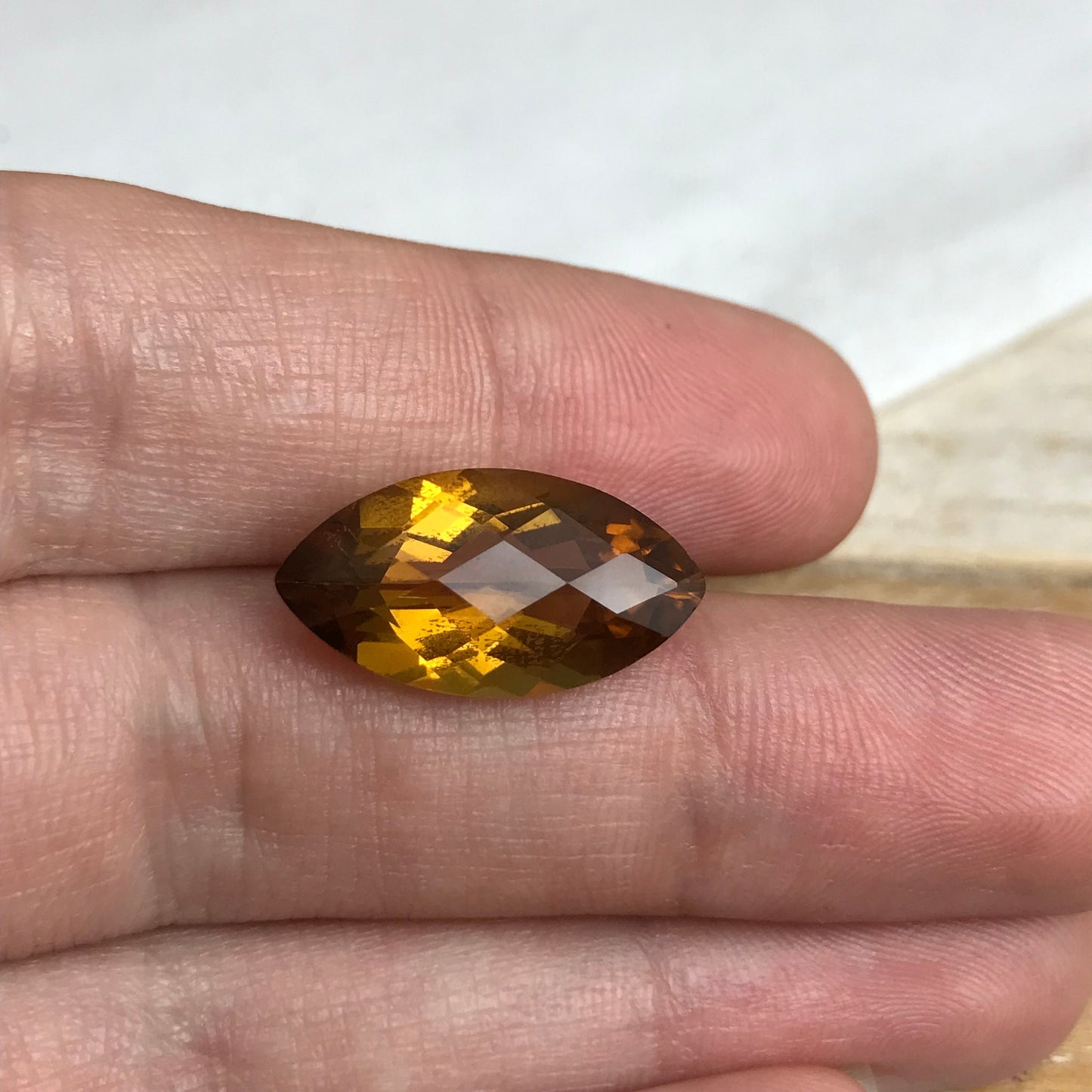 19x10mm Smoky Citrine 6.42 carat Marquise Cut, Faceted Loose Yellow Orange Quartz, November Birthstone