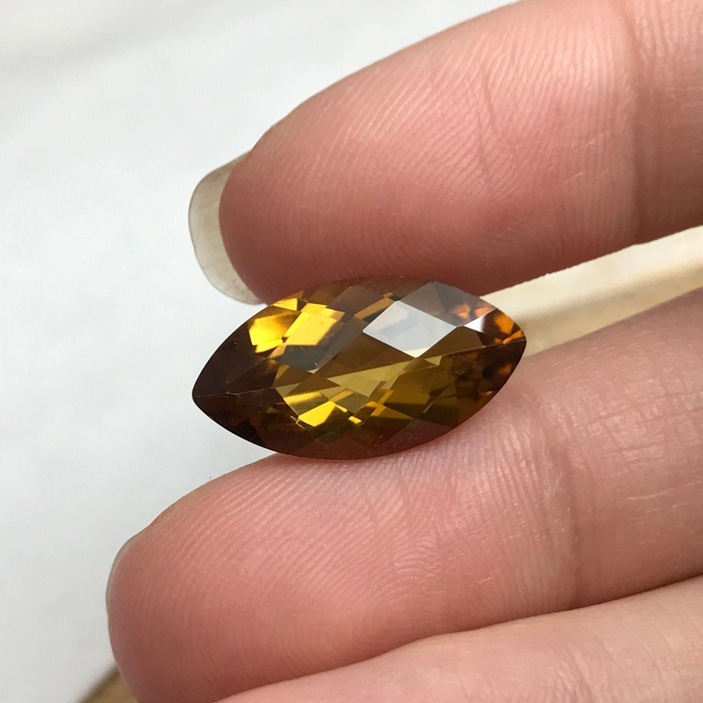 19x10mm Smoky Citrine 6.42 carat Marquise Cut, Faceted Loose Yellow Orange Quartz, November Birthstone