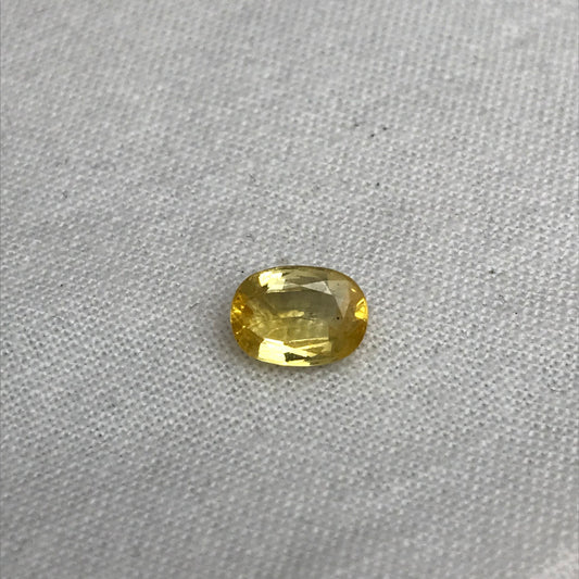 Natural Yellow Sapphire 1.34 Carat 7.5x5.5mm Oval Cut, Color Treated Gemstone, Earth Mined, BE Heat