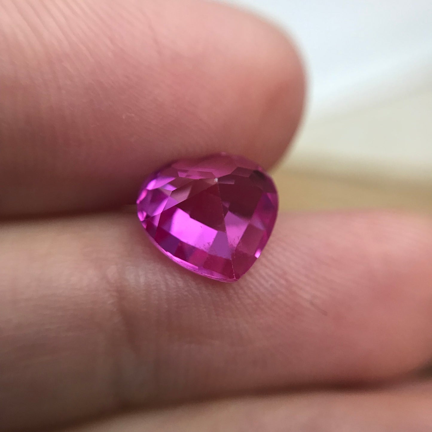 9mm Lab Pink Sapphire 3.34 Carat Heart Cut Unmounted Loose Faceted Gemstone Synthetic Man Made Corundum Pink Gem