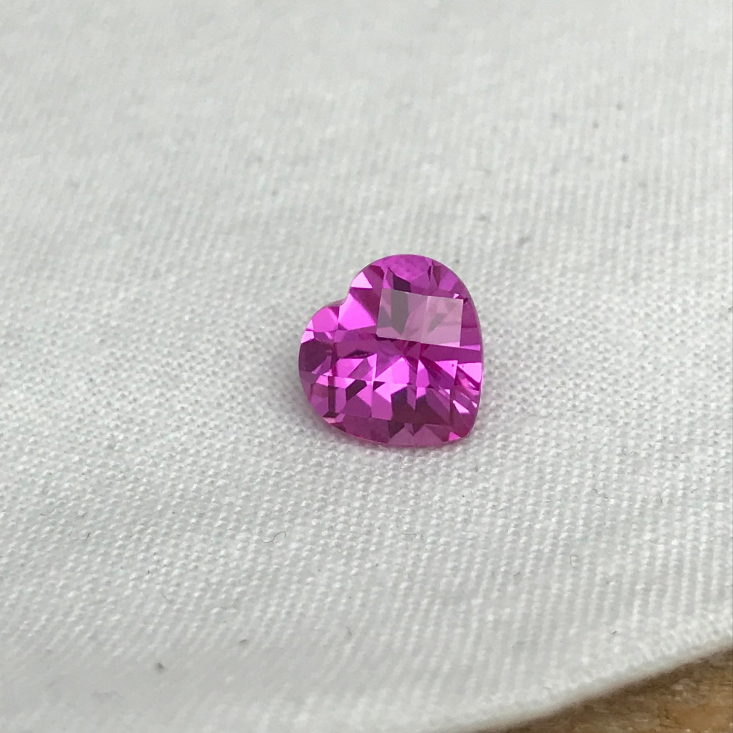 9mm Lab Pink Sapphire 3.34 Carat Heart Cut Unmounted Loose Faceted Gemstone Synthetic Man Made Corundum Pink Gem