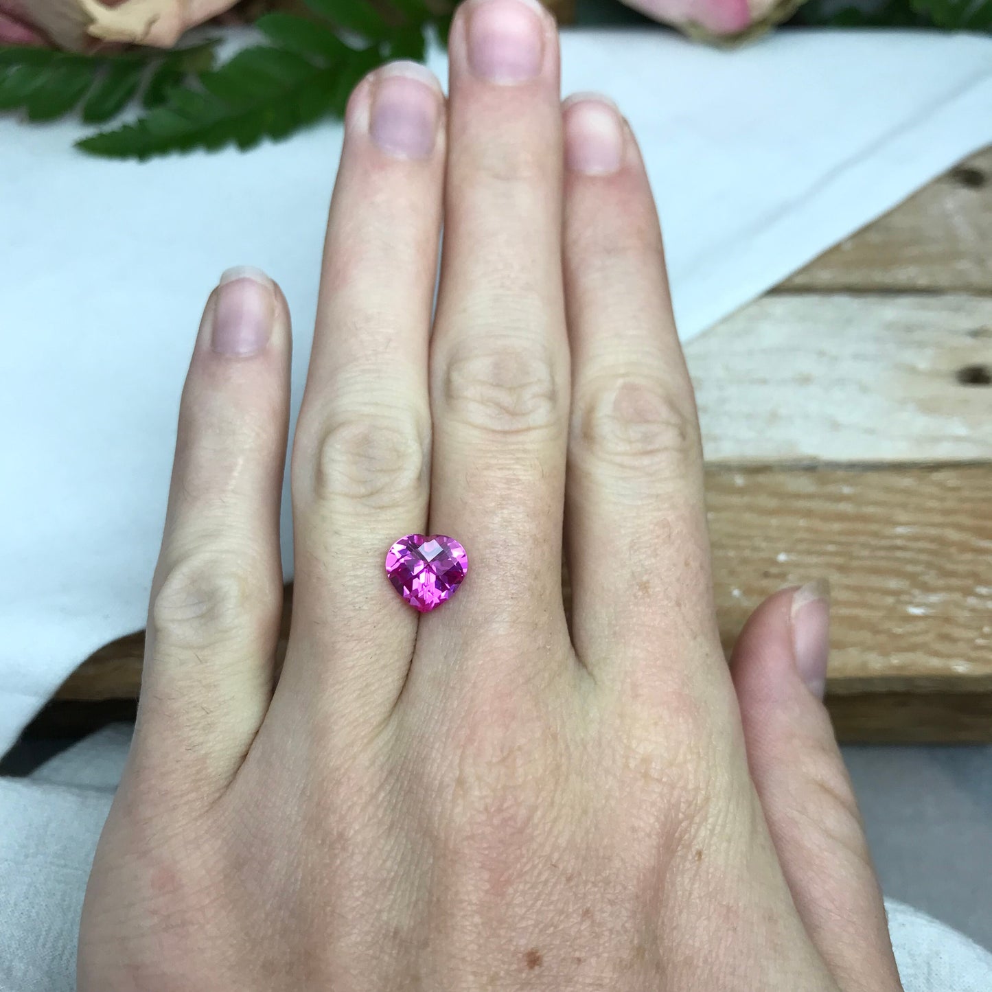 9mm Lab Pink Sapphire 3.34 Carat Heart Cut Unmounted Loose Faceted Gemstone Synthetic Man Made Corundum Pink Gem