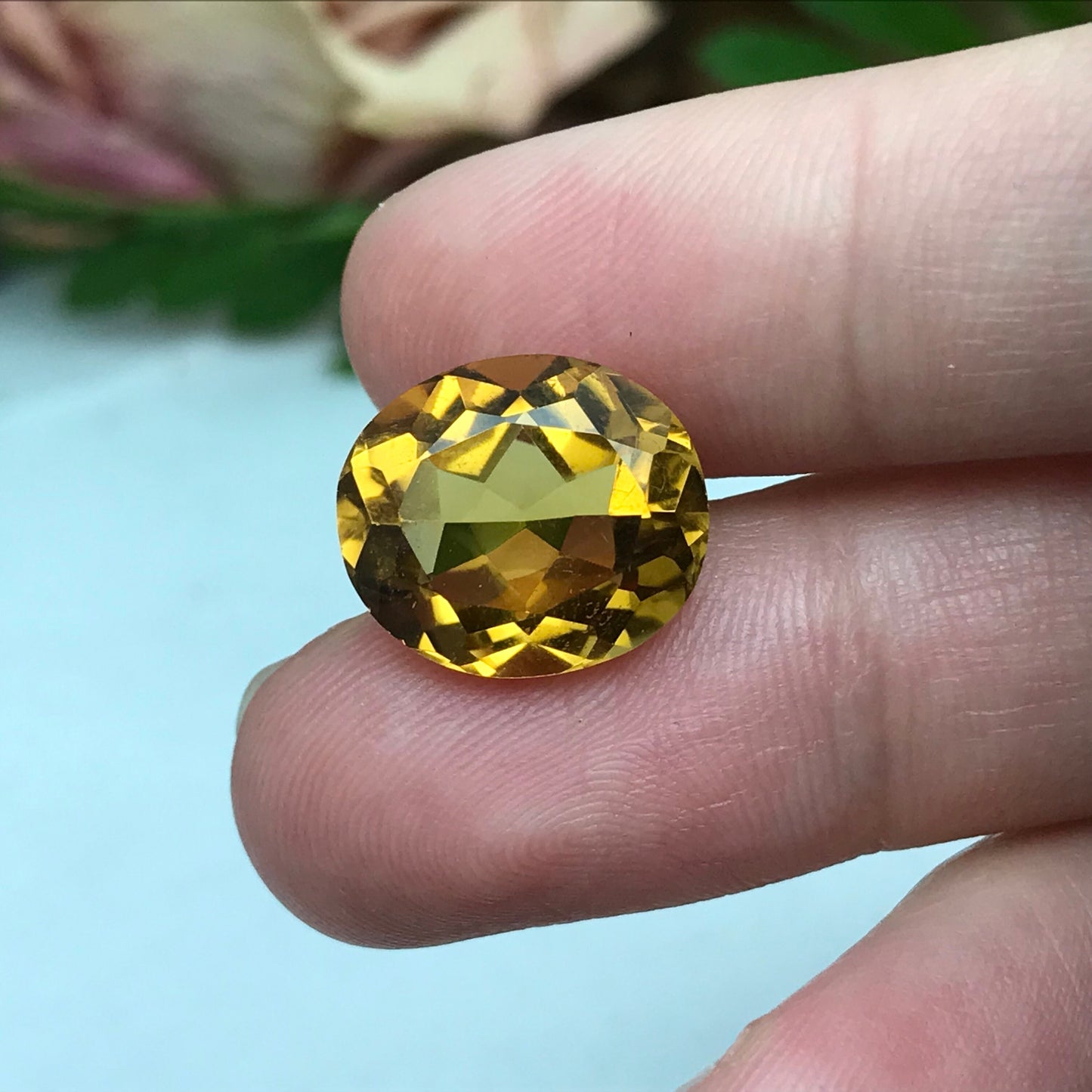 8.59 Carat Orange Citrine 14.5x12.5mm Oval Cut, Faceted Loose Yellow Orange Gemstone, November Birthstone