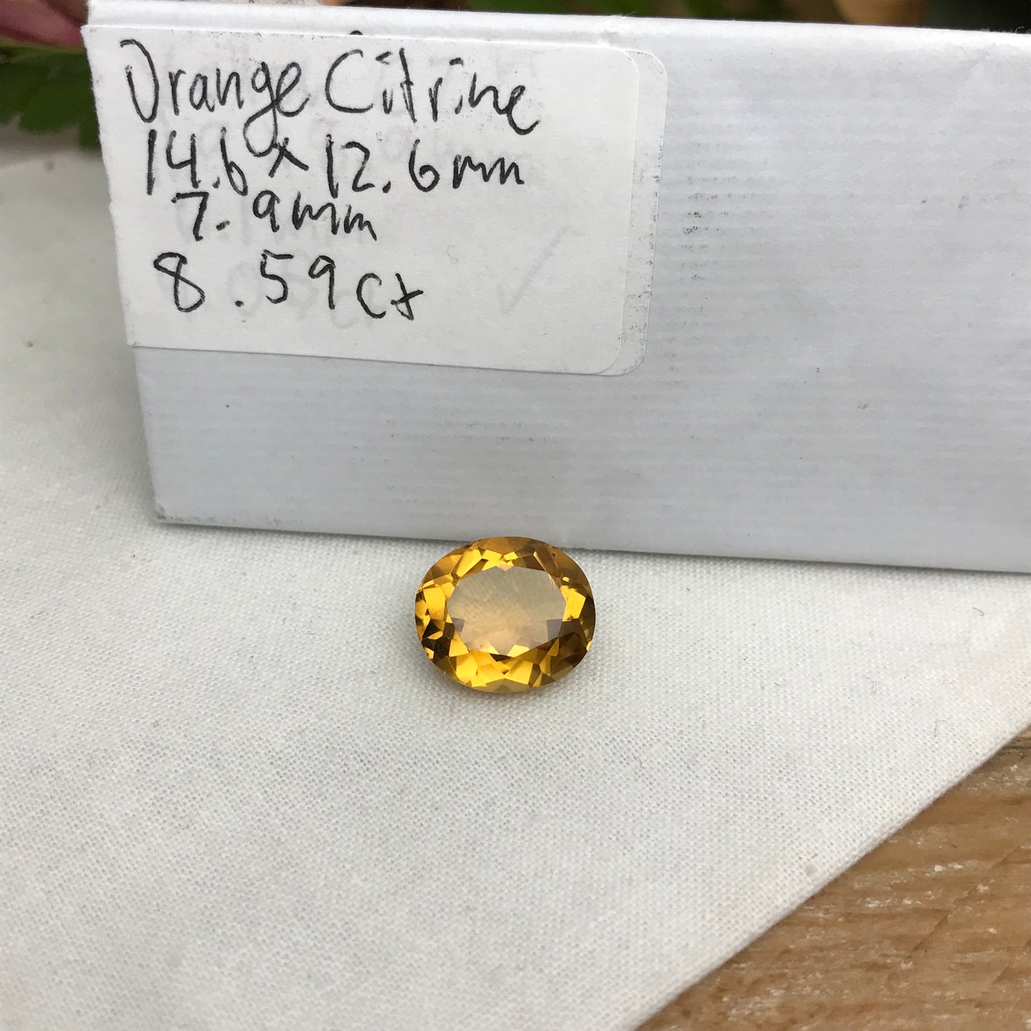 8.59 Carat Orange Citrine 14.5x12.5mm Oval Cut, Faceted Loose Yellow Orange Gemstone, November Birthstone