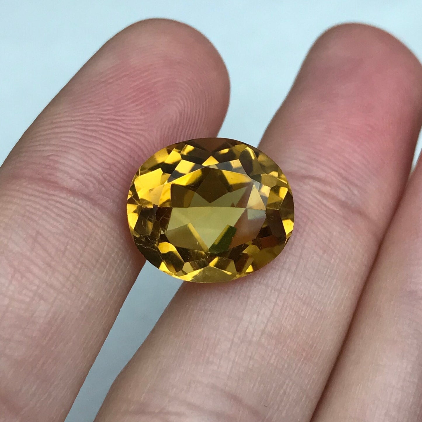8.59 Carat Orange Citrine 14.5x12.5mm Oval Cut, Faceted Loose Yellow Orange Gemstone, November Birthstone