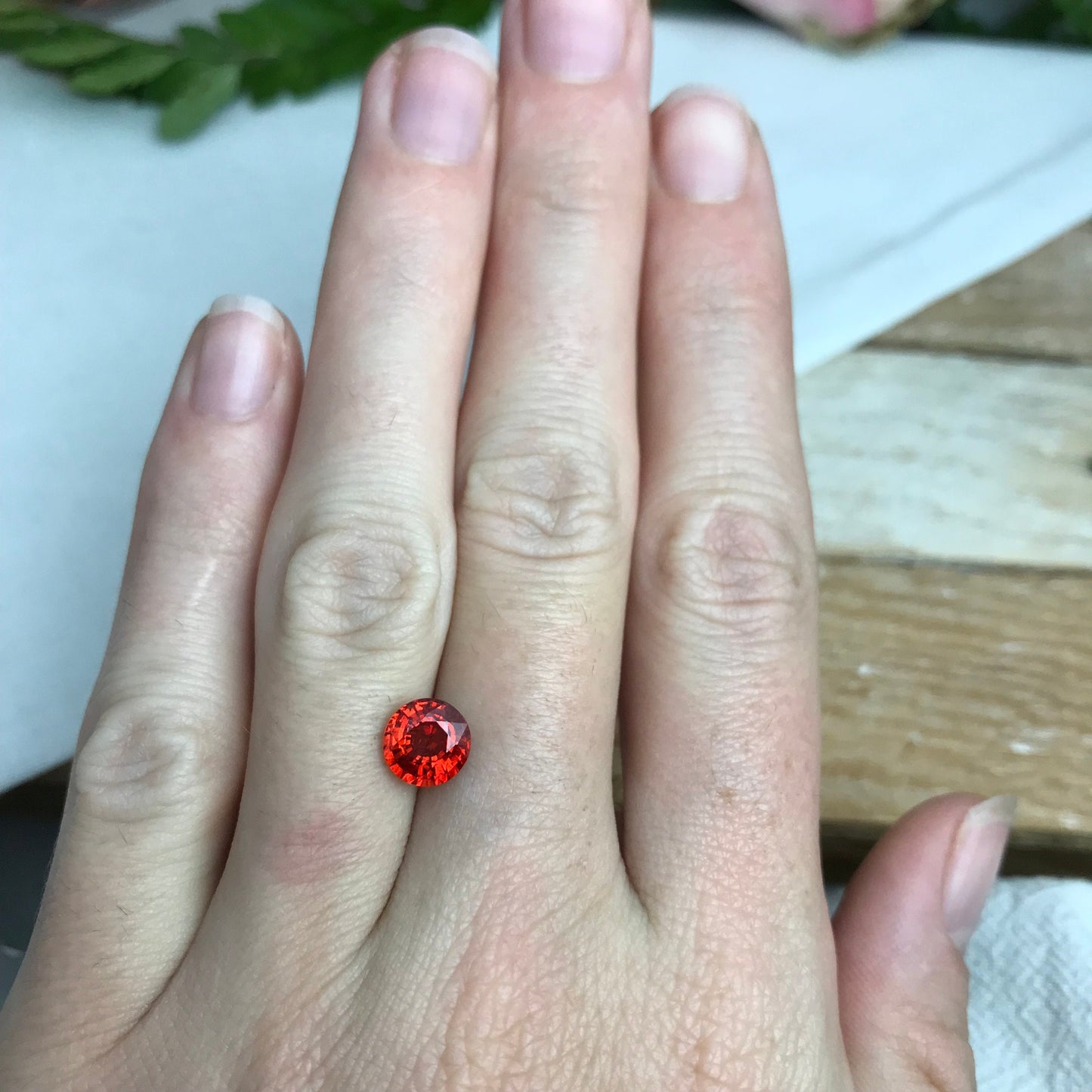 7mm Natural Bright Orange Sapphire 1.88 Carat Round Cut, Faceted Loose Reddish Orange Color Treated (BE) Sapphire