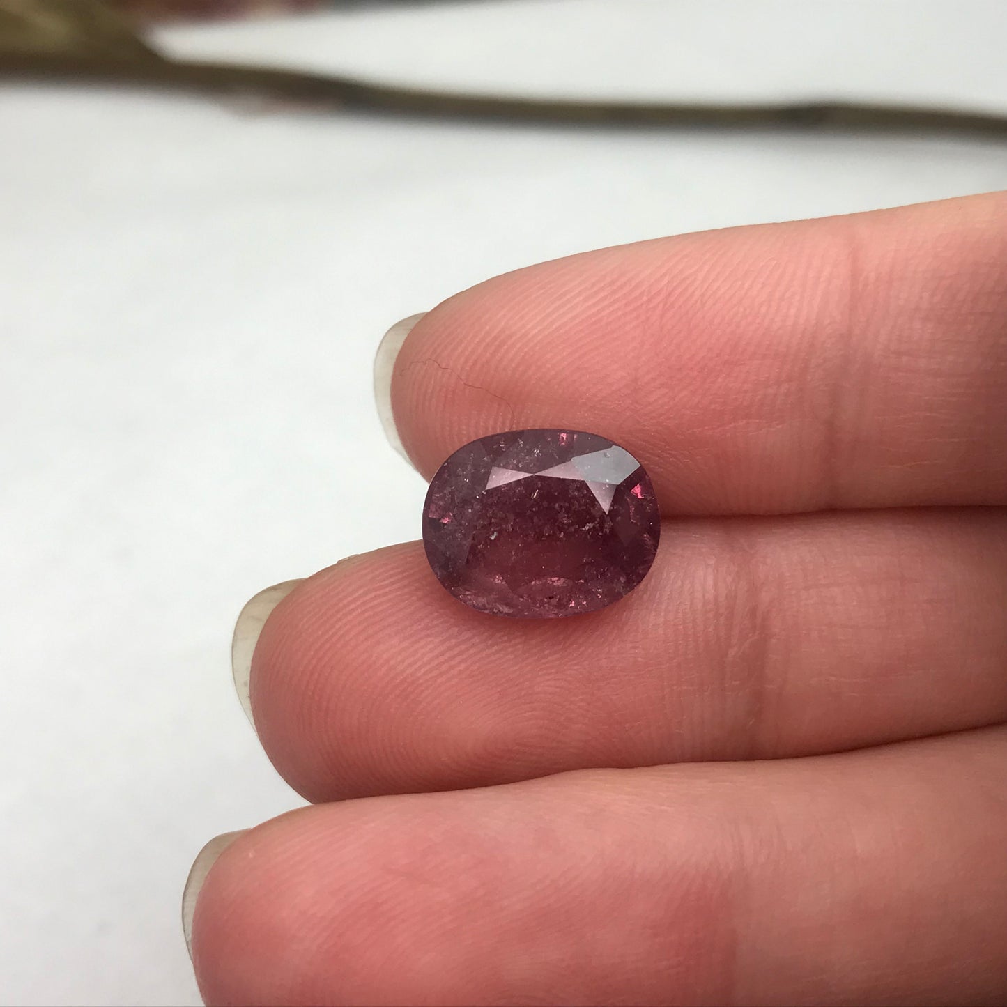6.89 Carat Purplish Pink Sapphire 12.08x9.6mm Oval Cut, Faceted Loose Natural Tanzania Sapphire