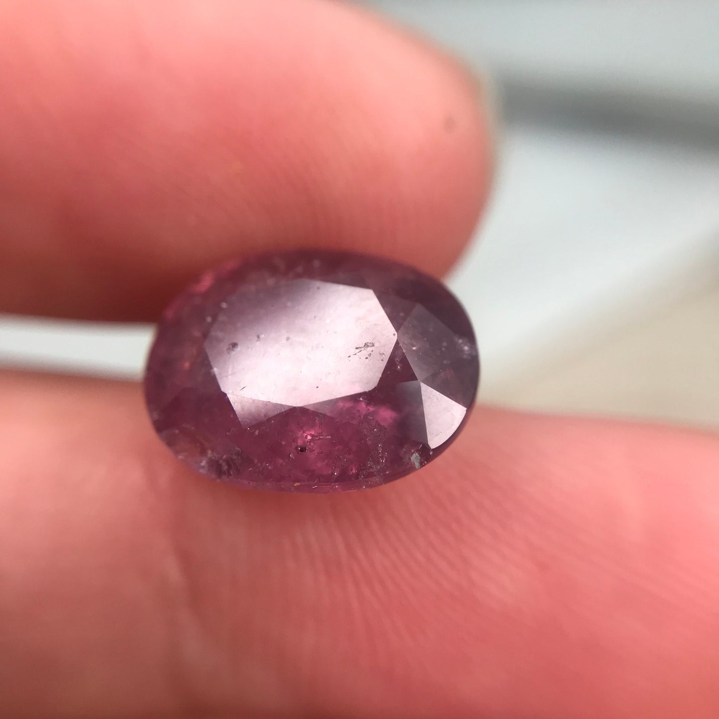 6.89 Carat Purplish Pink Sapphire 12.08x9.6mm Oval Cut, Faceted Loose Natural Tanzania Sapphire