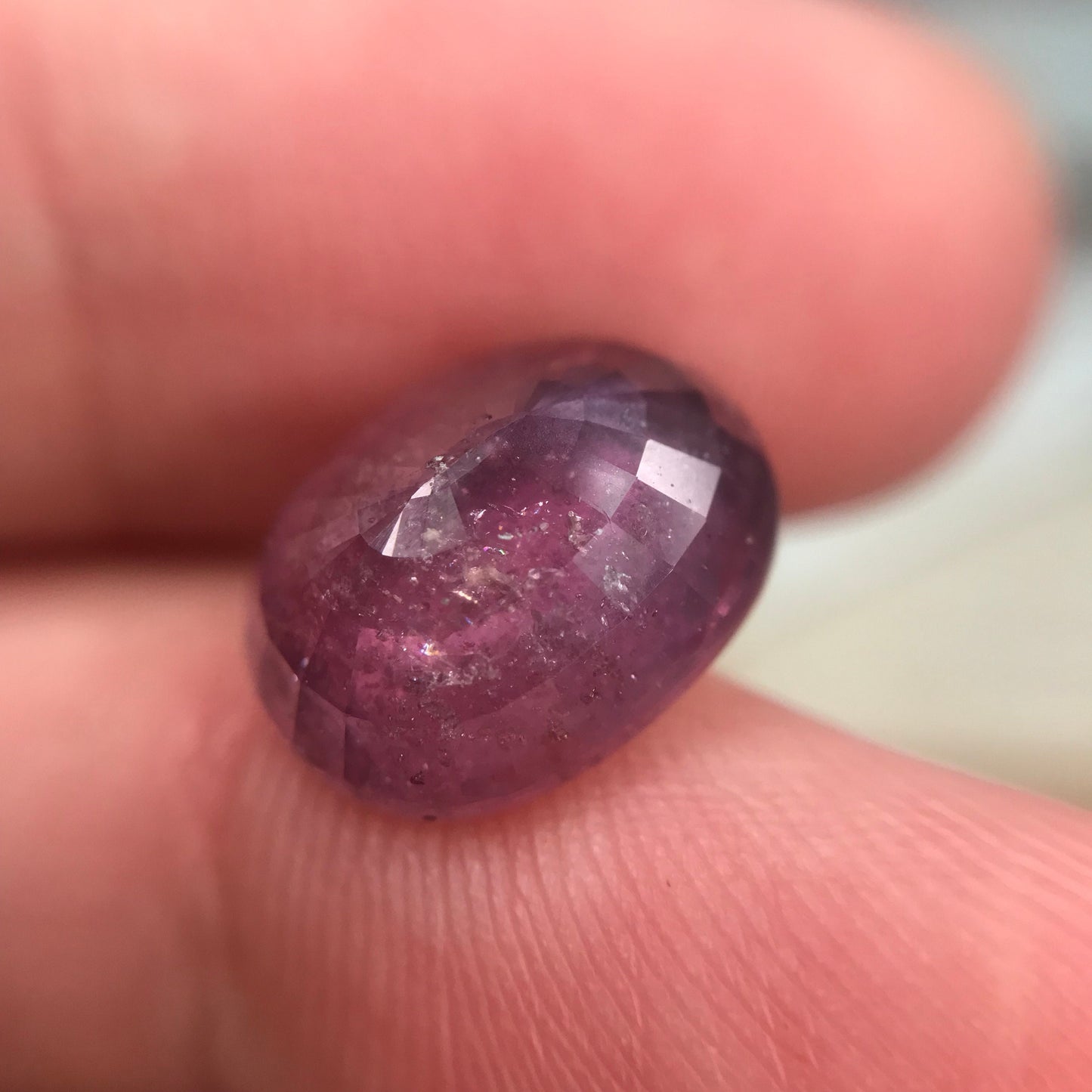 6.89 Carat Purplish Pink Sapphire 12.08x9.6mm Oval Cut, Faceted Loose Natural Tanzania Sapphire